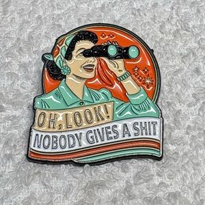 Retro Style Enamel Pin with Orange and Green Design